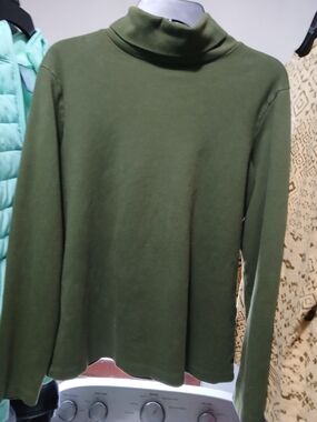 St. John's Bay Olive Green Long Sleeve Turtleneck Top